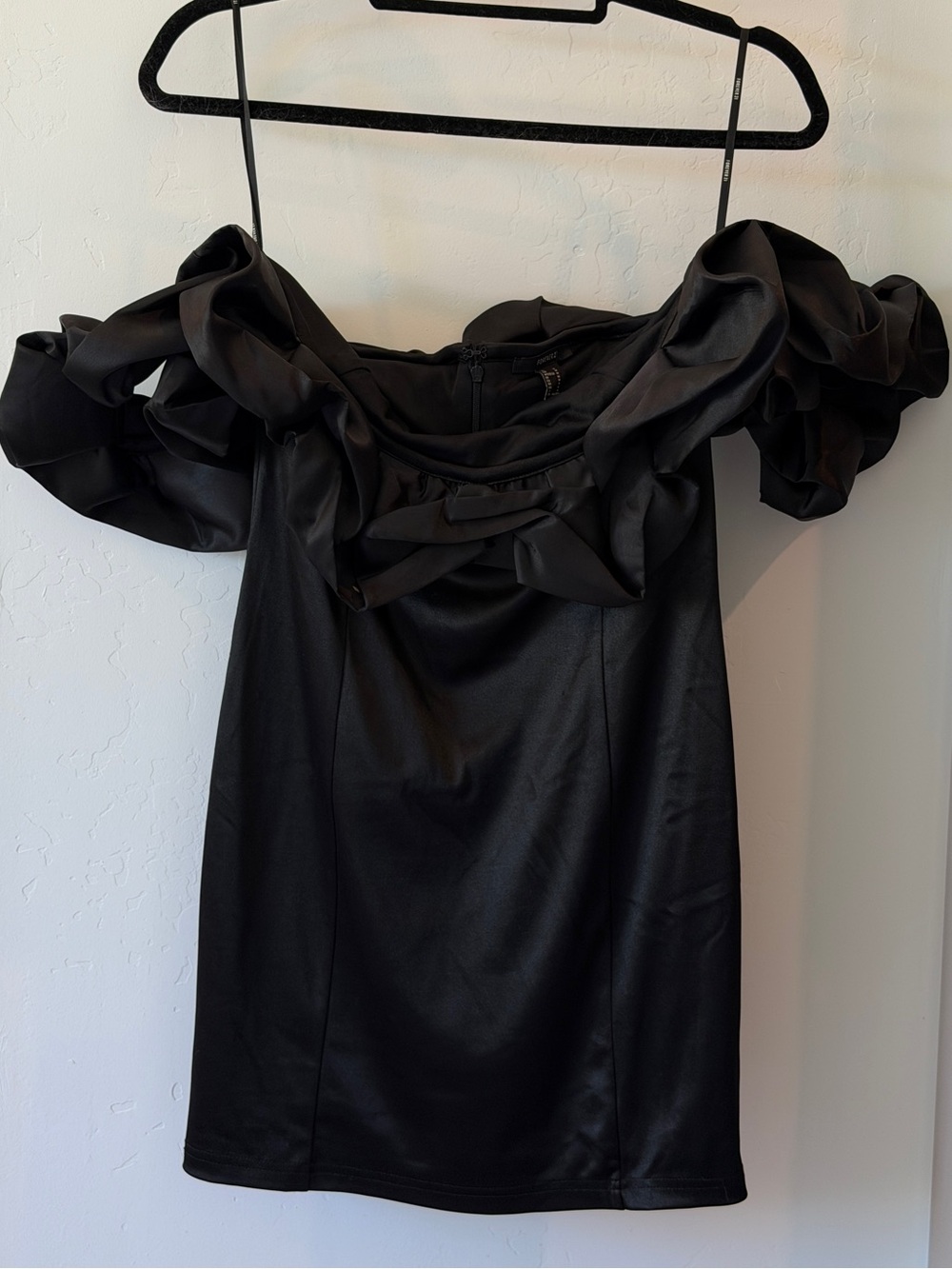 Off-Shoulder Black Ruffled Cocktail Dress